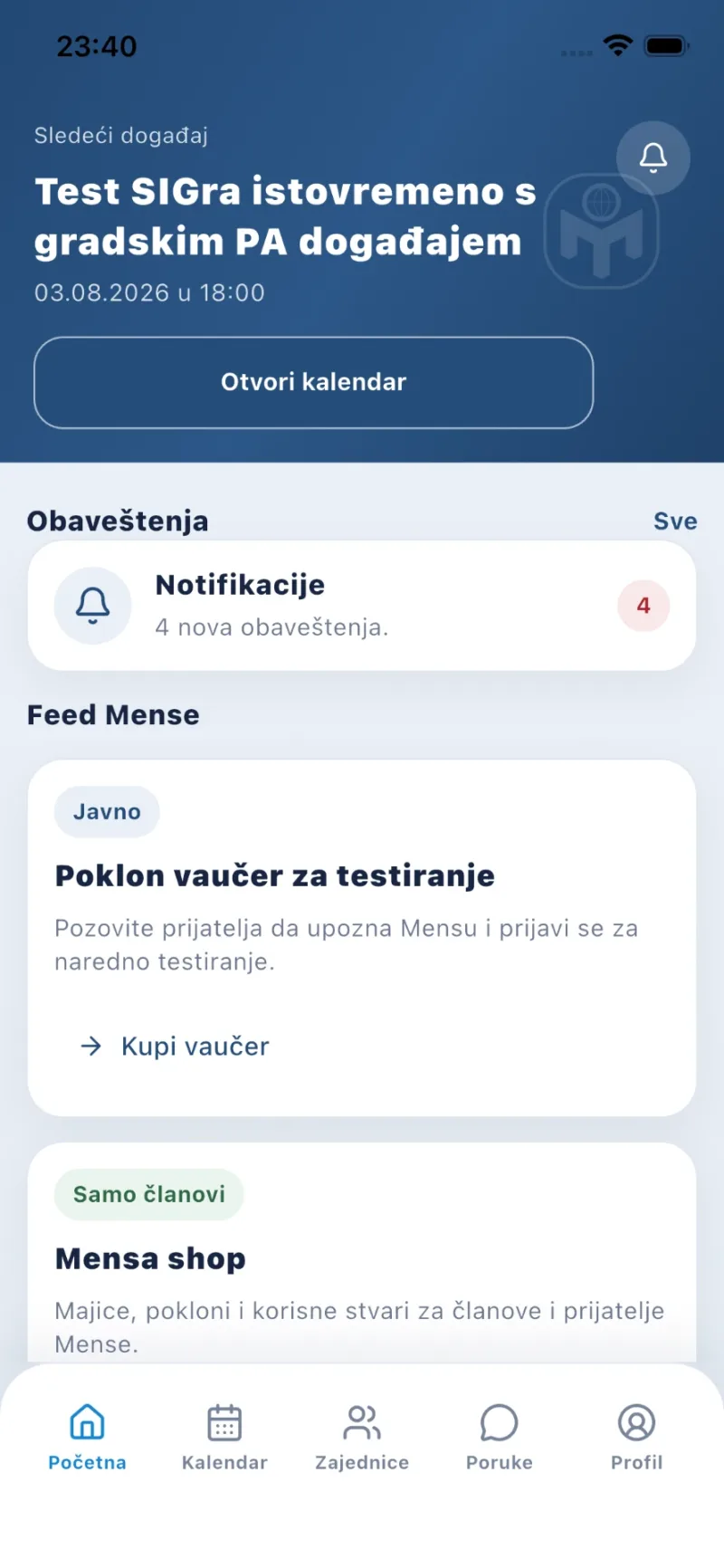 Mensa Serbia membership system mobile app