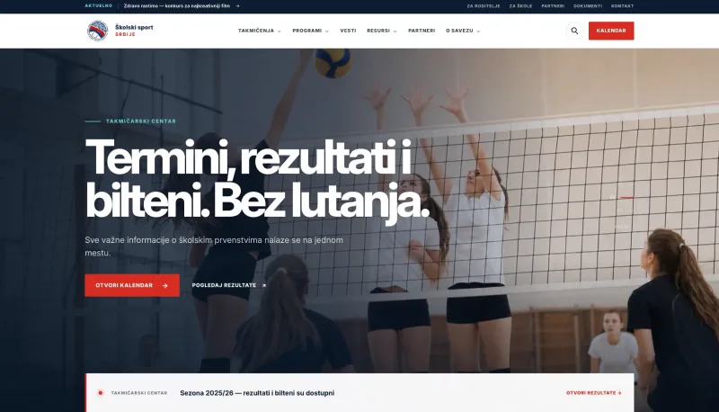 Serbian School Sports Federation web platform from the IGTCODE portfolio